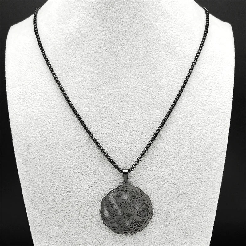 Necklace with Bird Tree Pendant black