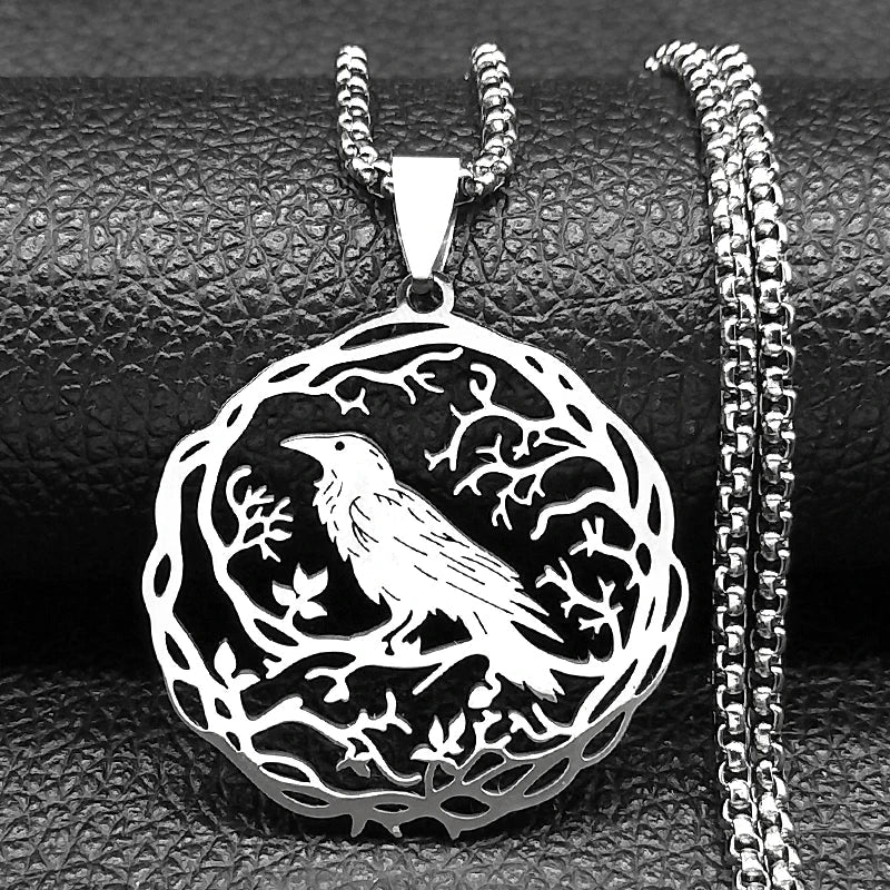 Necklace with Bird Tree Pendant silver