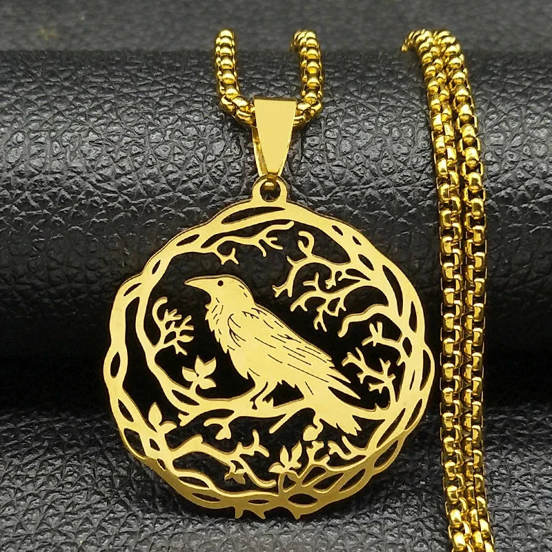 Necklace with Bird Tree Pendant gold