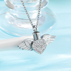 Urn necklace with angel wings pendant