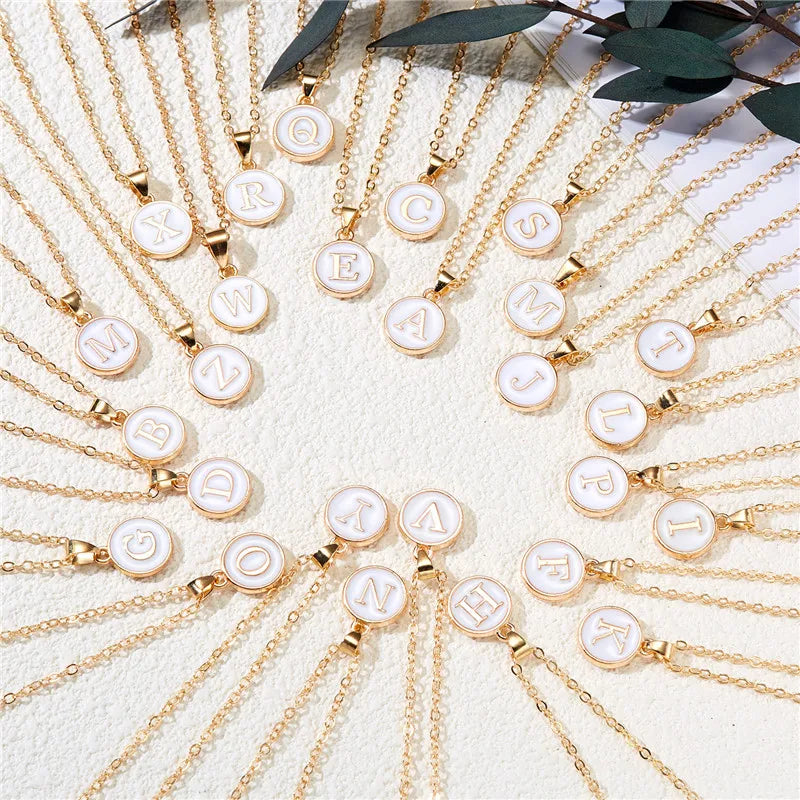White pendant necklace initial i