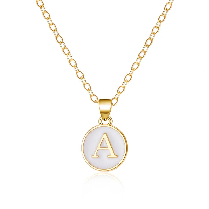 White pendant necklace initial a