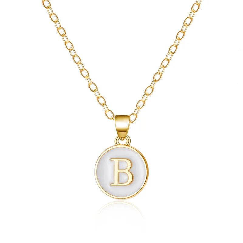 White pendant necklace initial b