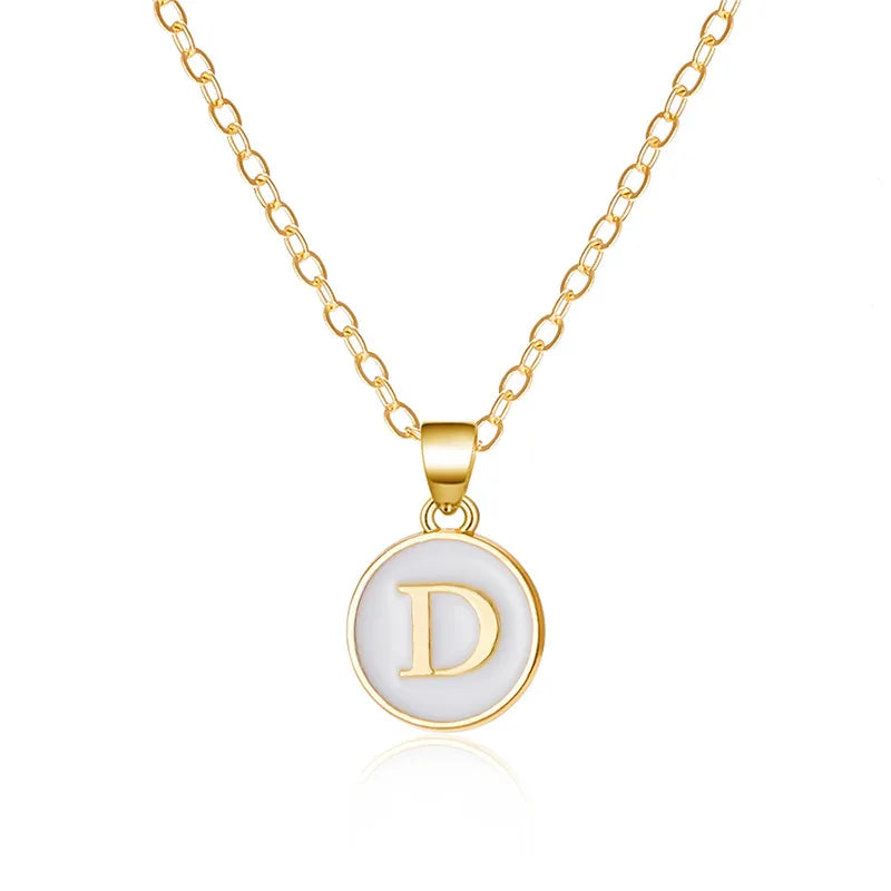 White pendant necklace initial d
