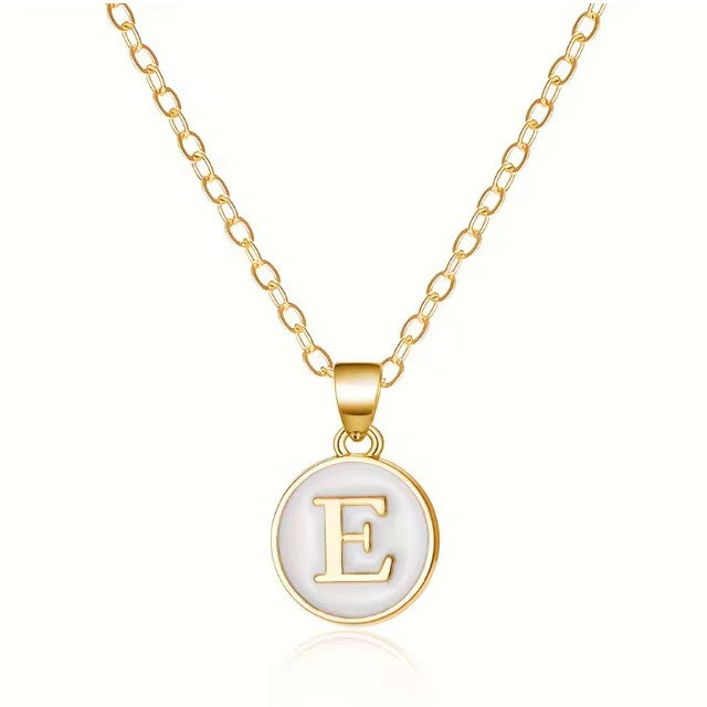 Necklace with white initial pendant - letter
