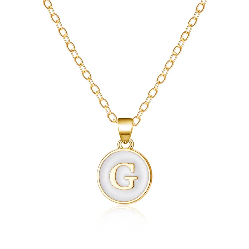 White pendant necklace initial g