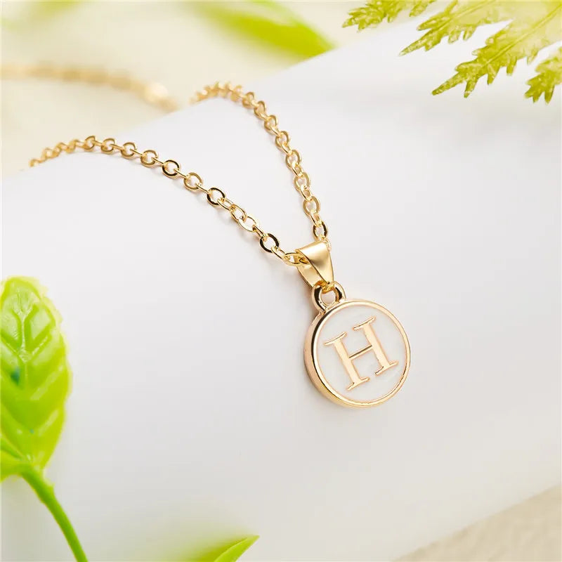 White pendant necklace initial h