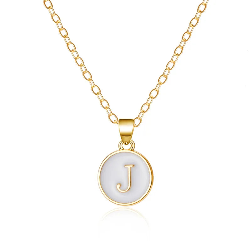 White pendant necklace initial j