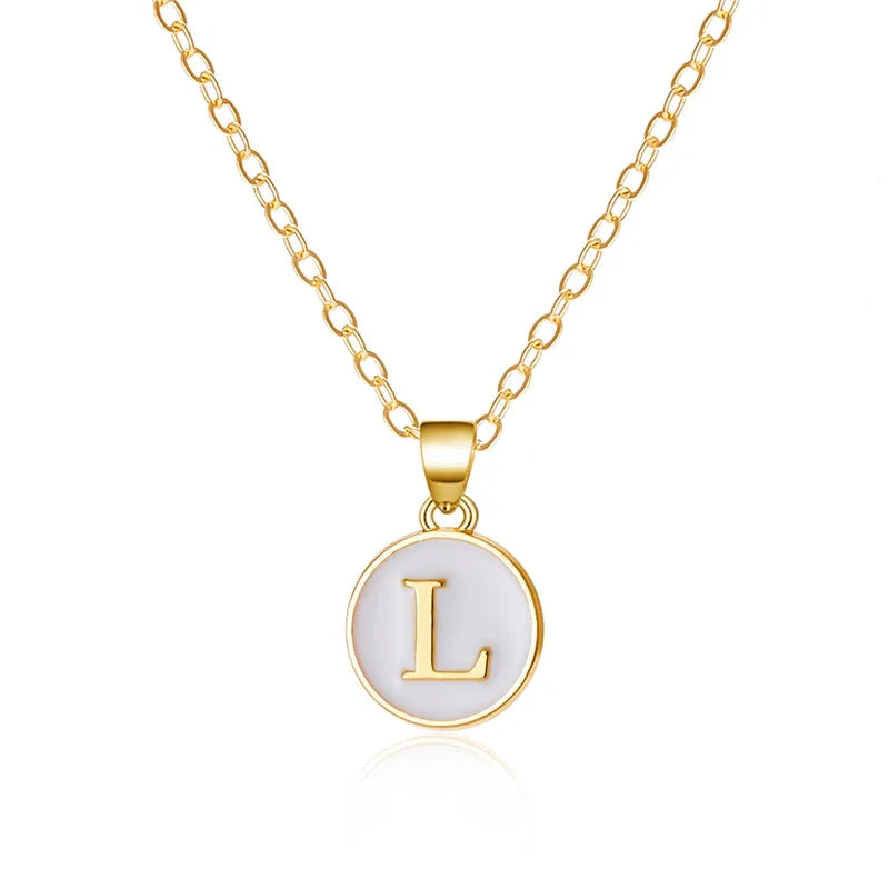 White pendant necklace initial l