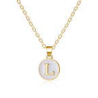 White pendant necklace initial l