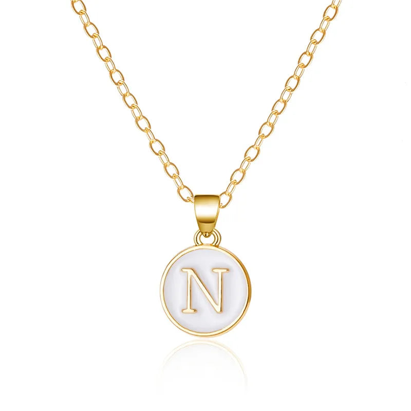 White pendant necklace initial n