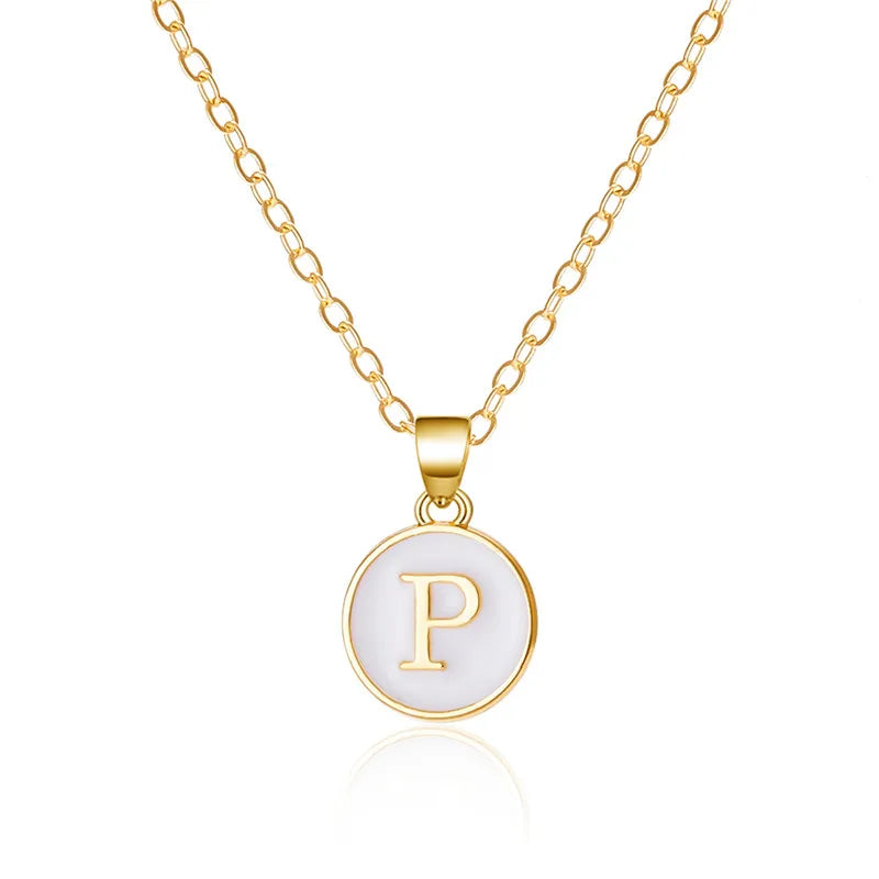White pendant necklace initial p