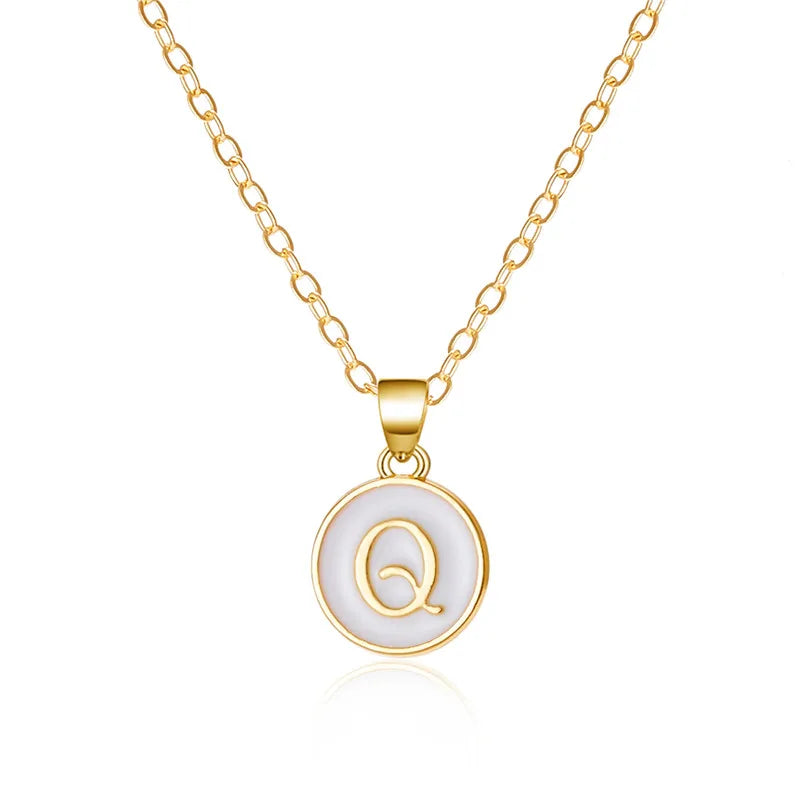 White pendant necklace initial q