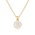 White pendant necklace initial r