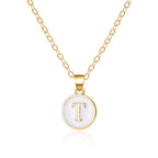 White pendant necklace initial t