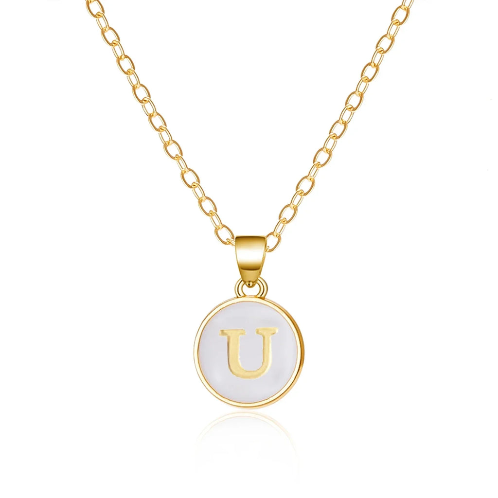 White pendant necklace initial u