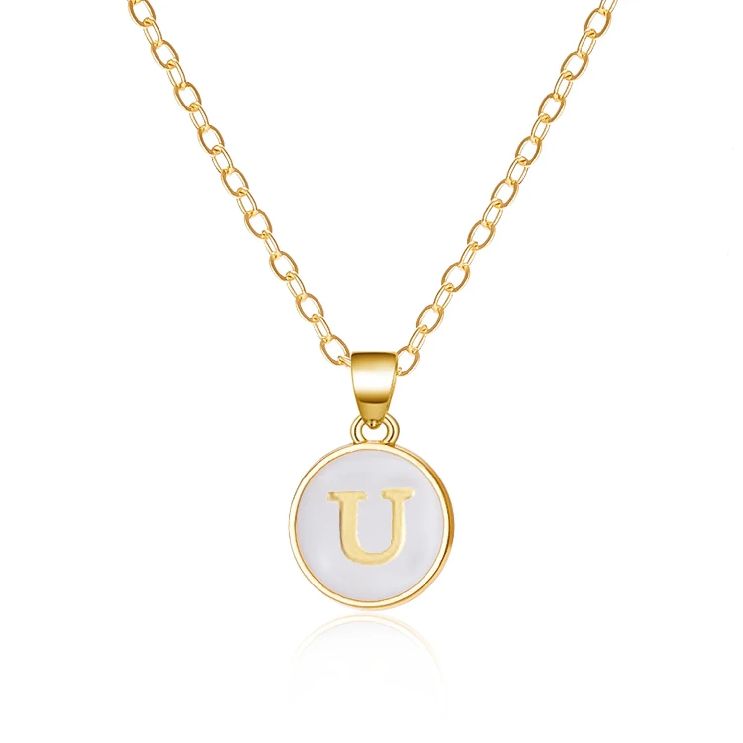 White pendant necklace initial u