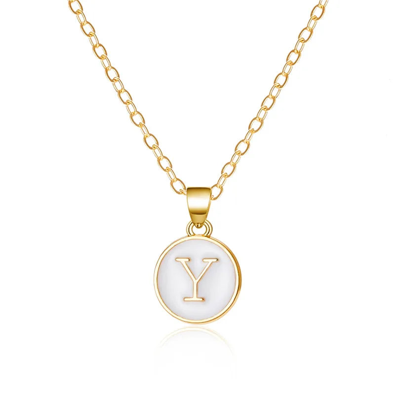White pendant necklace initial y