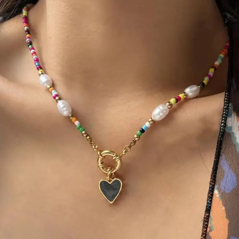 Necklace with Romantic Bohemian Pendant black