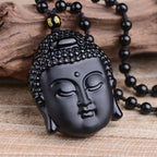 Necklace with Obsidian Buddha Pendant