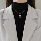 Compass Pendant Necklace with Compass Rose Zircon