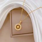 Compass Pendant Necklace with Compass Rose Zircon