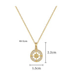 Compass Pendant Necklace with Compass Rose Zircon