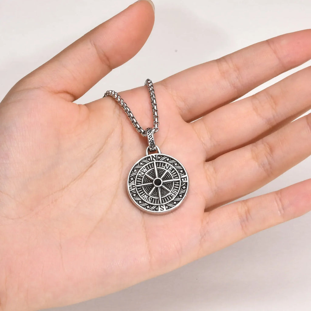 Necklace with Nautical Compass Pendant Wind Rose