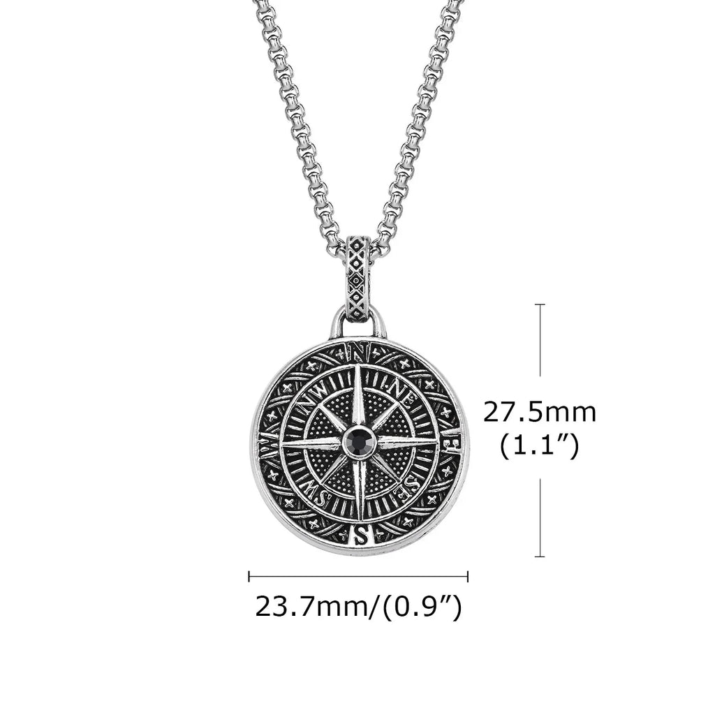Necklace with Nautical Compass Pendant Wind Rose
