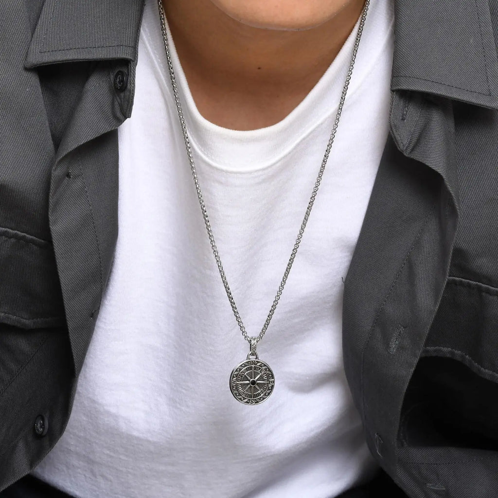 Necklace with Nautical Compass Pendant Wind Rose