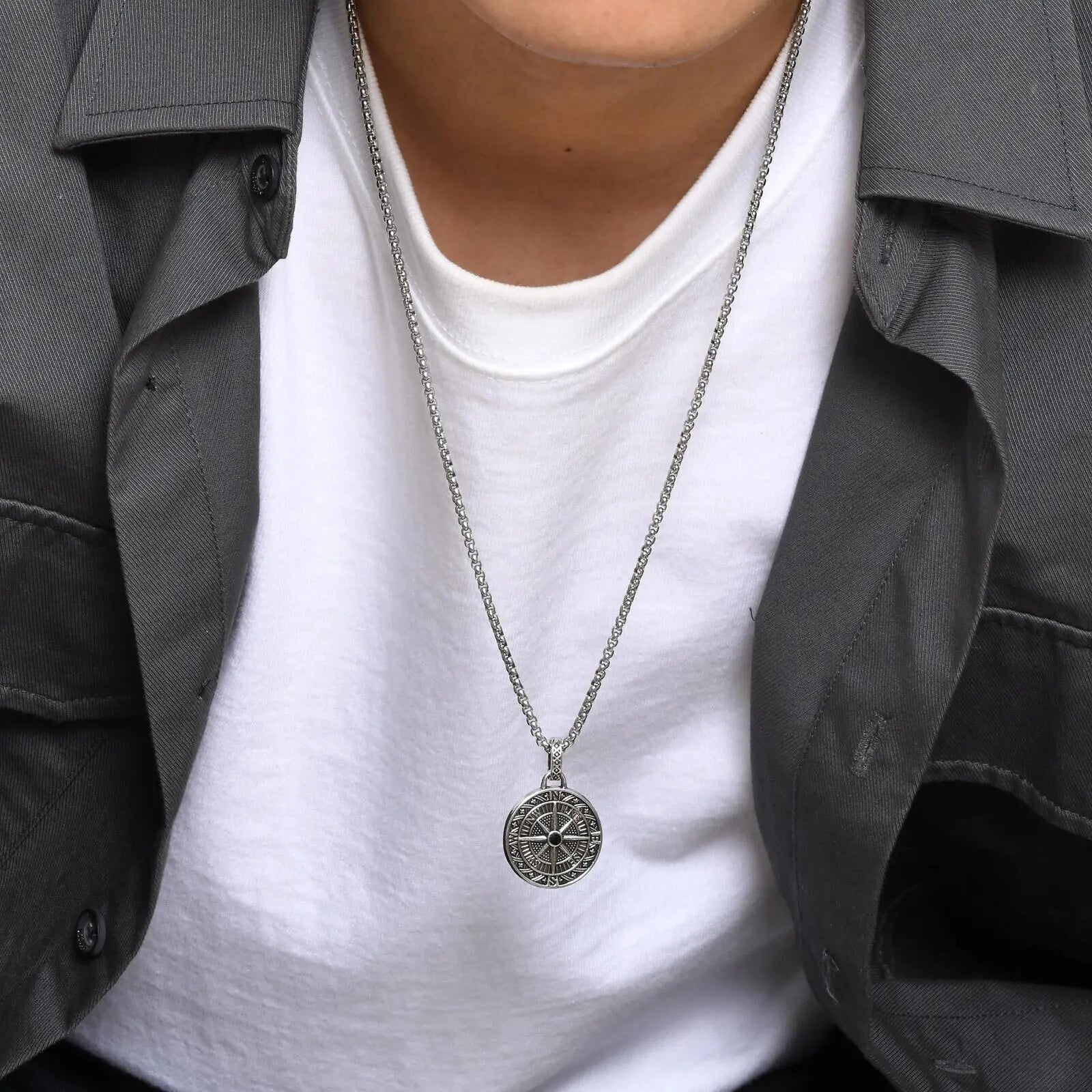 Necklace with Nautical Compass Pendant Wind Rose