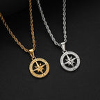 Necklace with Windrose Compass Pendant gold