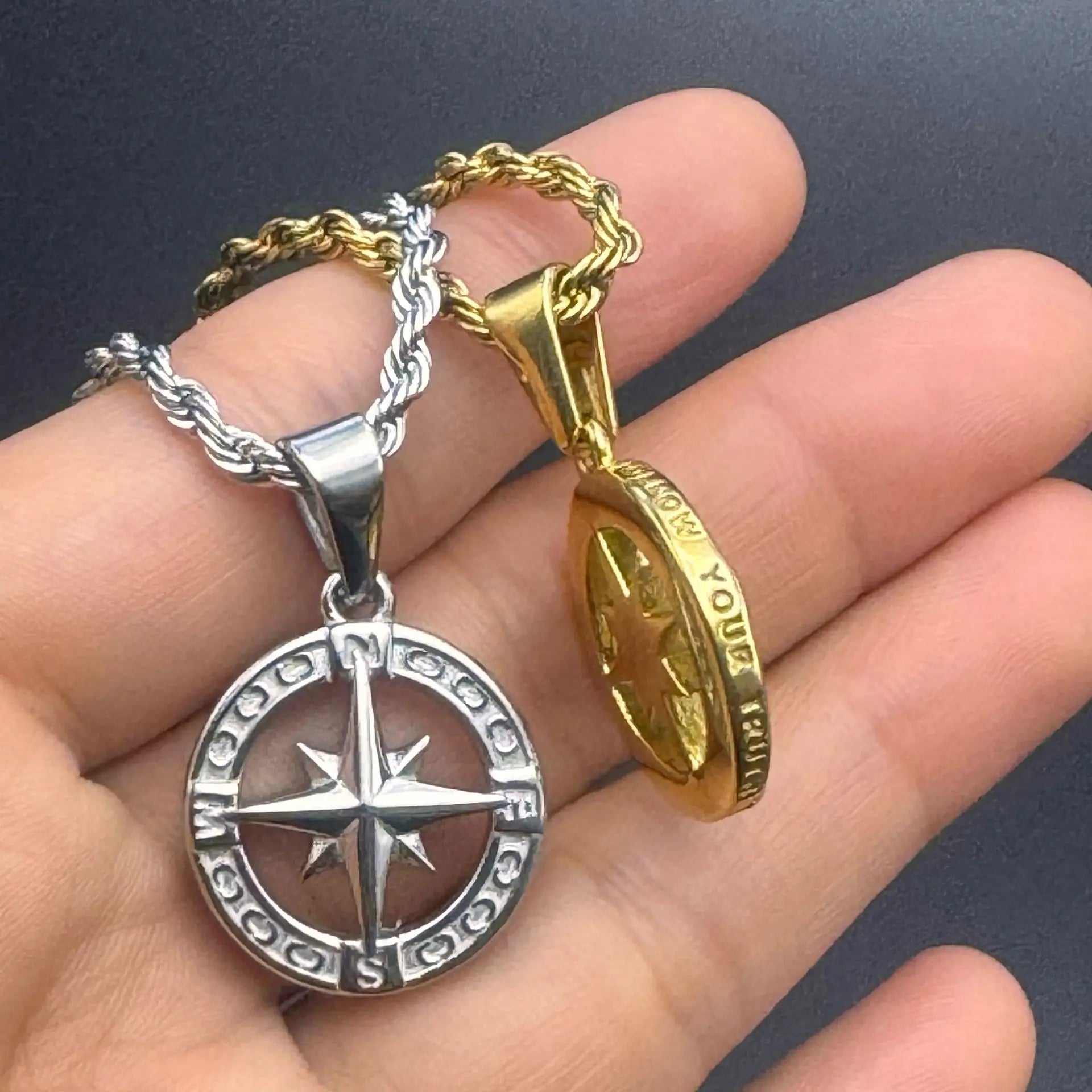 Necklace with Windrose Compass Pendant