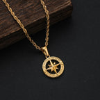 Necklace with Windrose Compass Pendant gold