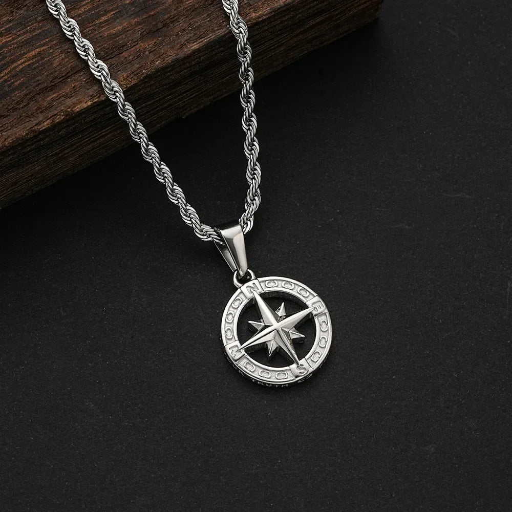 Necklace with Windrose Compass Pendant silver