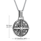 Necklace with Compass Pendant Wind Rose for Men