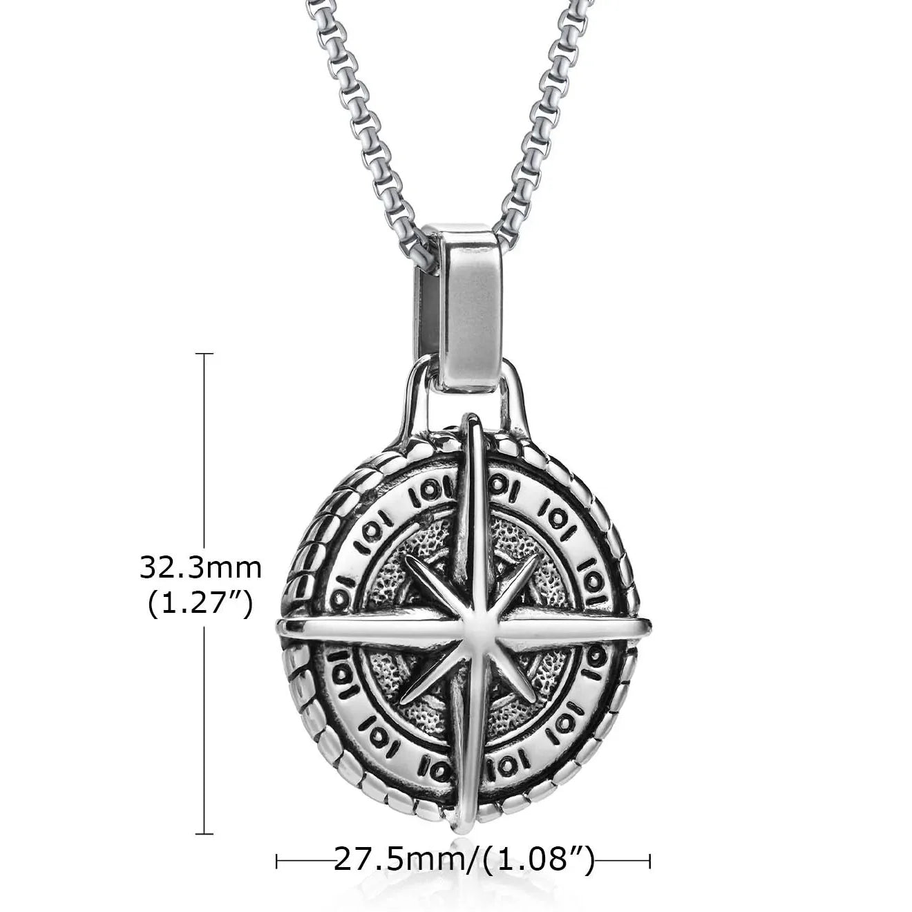 Necklace with Compass Pendant Wind Rose for Men