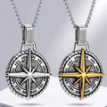 Necklace with Compass Pendant Wind Rose for Men gold