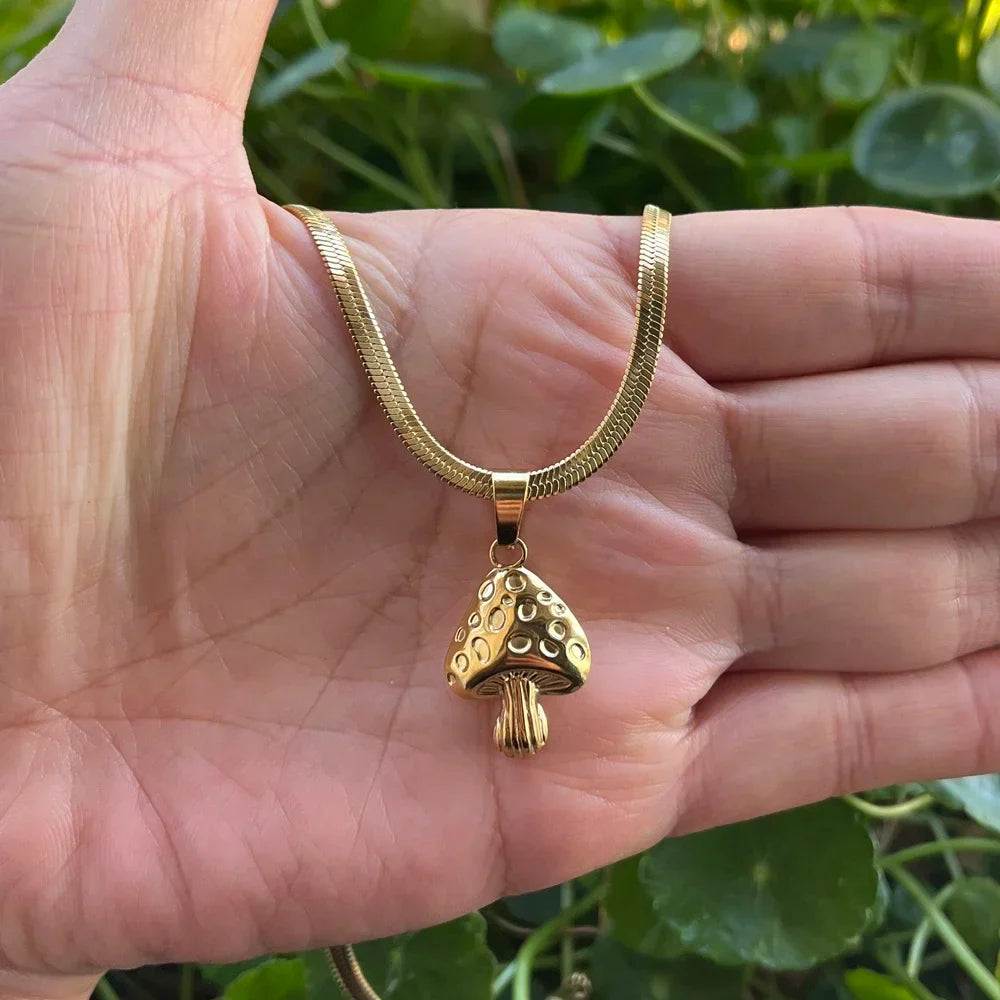 Necklace with Gold Mushroom Pendant
