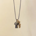 Necklace with Autumn Mushroom Pendant Tiger's Eye