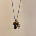 Necklace with Autumn Mushroom Pendant Brown