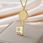 Necklace with gold Catholic key pendant