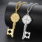 Necklace with gold Catholic key pendant