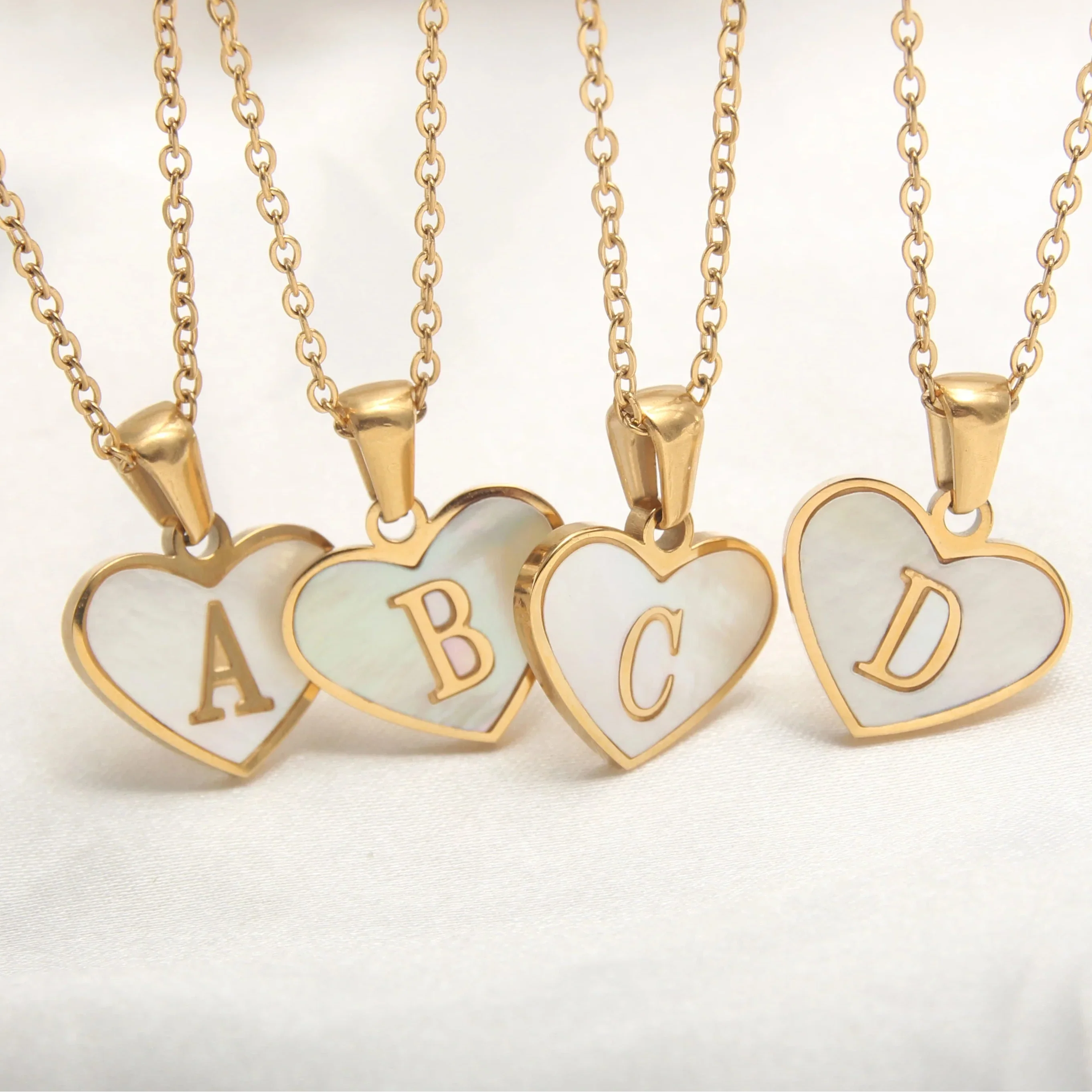 White heart pendant necklace initial