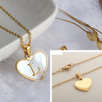 White heart pendant necklace initial