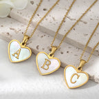 White heart pendant necklace initial a