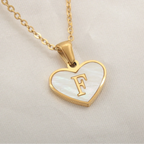 White heart pendant necklace initial f