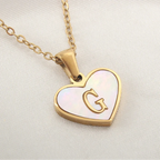 White heart pendant necklace initial g