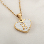 White heart pendant necklace initial h