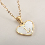 White heart pendant necklace initial l